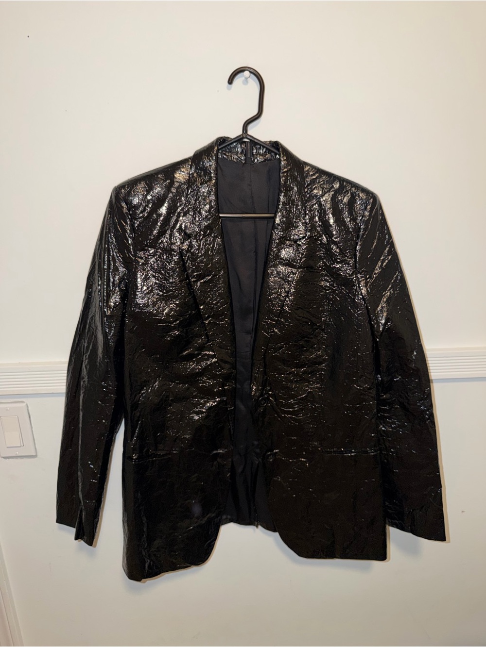 Helmut Lang Black Patent Open Blazer Jacket